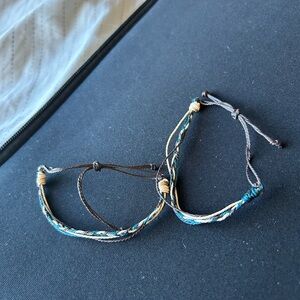 Handwoven Blue and Tan Friendship Bracelet - Adjustable